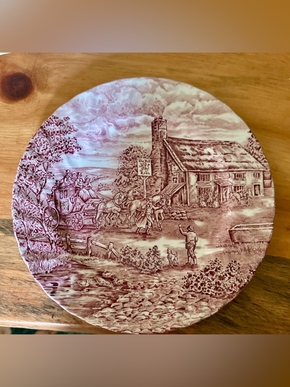 Vintage Bursely & Sons 10” Plate- Coach antique Scene Cottage Core Shabby Chic